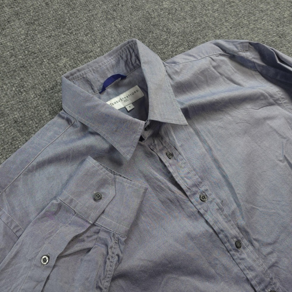 Teddy Stratford Shirt Mens 5 XL Blue Hidden Zip Dress Casual Work Long Sleeve